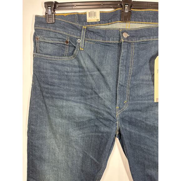 Levi’s 502 Taper Men's Stretch Denim Jeans Sz 42 x 30 Blank Tab Blue Casual Work - Picture 2 of 15